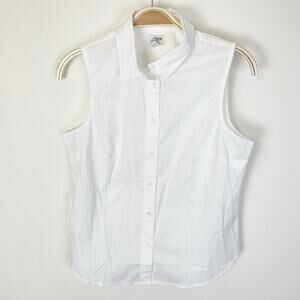 J. Crew Factory Sleeveless Cotton Poplin Shirt in Signature Fit BT983 Petite Med